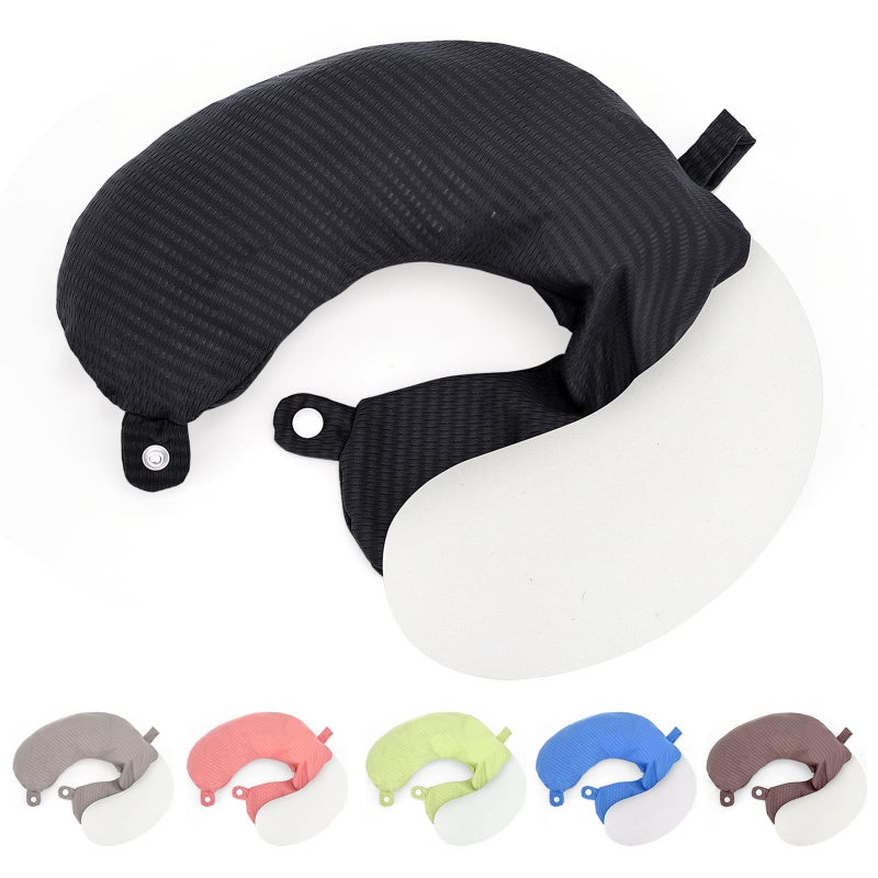Zebrabox Travel Neck Pillow Cover Neck Pillow Replacement Cover Travel U Neck Pillow Case Cover Soft and Smooth Neck Pillow Cover Black (Only Pillow Cover  No Filler) - Image 1
